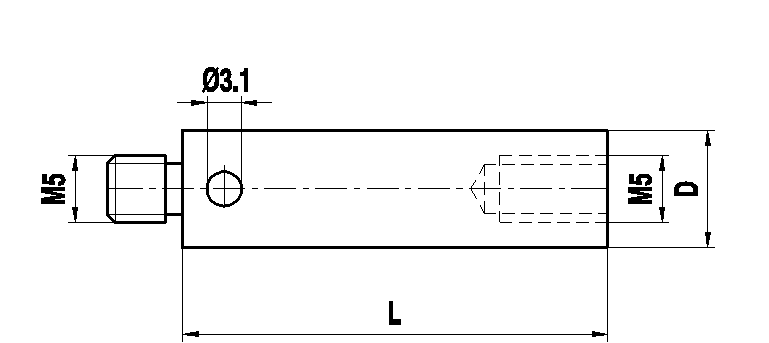 M5 титановый удлинитель щупа, L 200 мм, D 18 мм, для систем ZEISS A-5555-0166